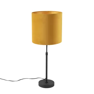 Stolová lampa čierna so zamatovým odtieňom žltá so zlatom 25 cm - Parte