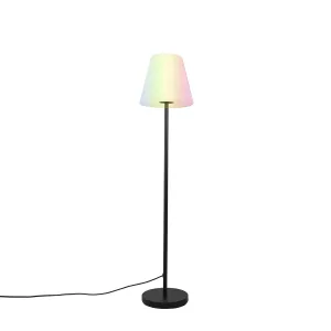 Inteligentná stojaca lampa čierna s bielym tienidlom 35 cm IP65 vrátane LED - Virginia