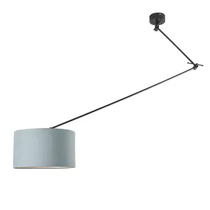 Závesná lampa čierna s tienidlom 35 cm svetlo modrá nastaviteľná - Blitz I