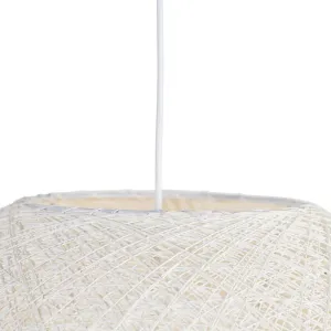 Vidiecka závesná lampa biela 60 cm - Corda