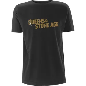Queens of the Stone Age tričko Metallic Text Logo Šedá S