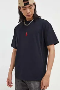 Bavlnené tričko Quiksilver čierna farba, s nášivkou