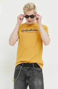 Bavlnené tričko Quiksilver žltá farba, s potlačou #7505099