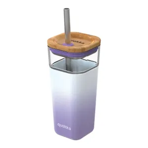 QUOKKA - LIQUID-CUBE Sklenený pohár so silikónovým povrchom LILAC GRADIENT, 540ml, 40055