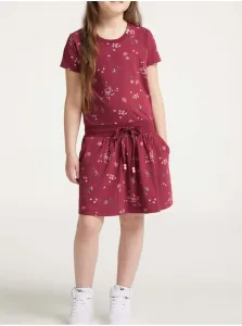 Vínové dievčenské kvetované krátke šaty s vreckami Ragwear Magy