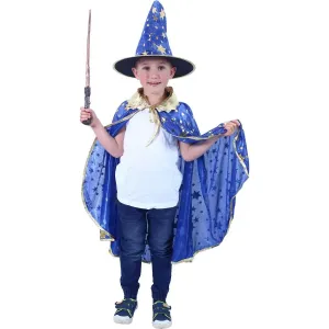 Rappa Detský modrý čarodejnícky plášť s klobúkom