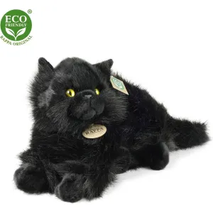 RAPPA - Plyšová mačka čierna ležiaca 30 cm ECO-FRIENDLY
