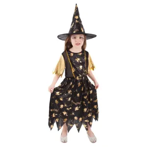 RAPPA - Detský kostým čarodejnice čierno-zlatá (S) e-obal