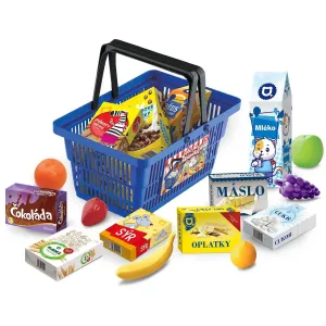 RAPPA - MINI OBCHOD - nákupný košík s doplnkami a učením ako nakupovať - modrý