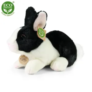 RAPPA - Plyšový králik ležiace bielo čierny 23 cm ECO-FRIENDLY
