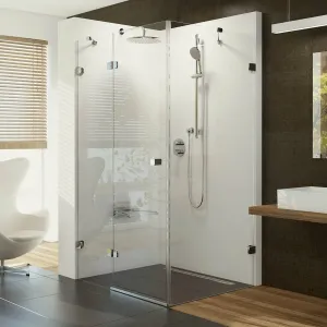 RAVAK - Brilliant Sprchové dvere dvojdielne s pevnou stenou BSDPS-100 L, ľavé, 983 mm – 995 mm, farba chróm, sklo transparent 0ULA0A00Z1