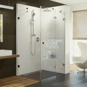 RAVAK - Brilliant Sprchové dvere dvojdielne s pevnou stenou BSDPS-110x80 R, pravé, 1083 mm – 1095 mm, farba chróm, sklo transparent 0UPD4A00Z1