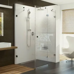 RAVAK - Brilliant Sprchové dvere dvojdielne s pevnou stenou BSDPS-90 R, pravé, 883 mm – 895 mm, farba chróm, sklo transparent 0UP77A00Z1