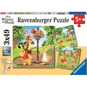 Ravensburger puzzle 051878 Disney: Medvedík Pu: Športový deň 3× 49 dielikov