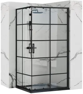 REA/S - Sprchovací kút CONCEPT 80x100 - čierny + biela sprchová vanička Savoy KPL-K1005