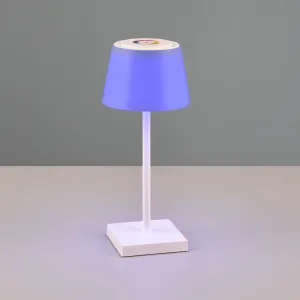 Stolová LED lampa Sanchez, RGBW a stmievač, biela