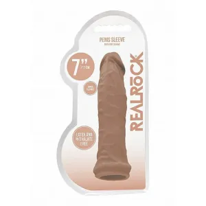 RealRock Penis Sleeve 6 - návlek na penis (17cm) - tmavo prírodná farba