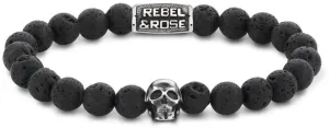 Rebel&Rose Obrúbený náramok Skull Black Moon RR-SK001-S 19 cm - L