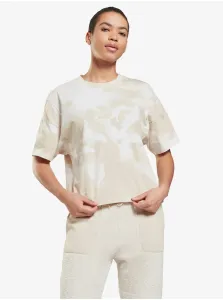 Beige Women's Patterned T-Shirt Reebok MYT AOP Tie Dye Tee - Women #3152398