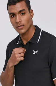 Polo tričko Reebok FP9173 pánske, čierna farba, jednofarebné