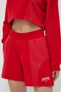 Bavlnené šortky Reebok Classic červená farba, s nášivkou, vysoký pás