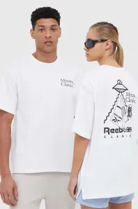 Bavlnené tričko Reebok Classic HT8177-WHITE, biela farba, s potlačou