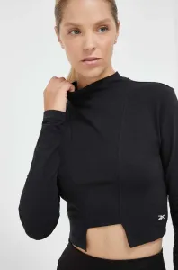 Tričko s dlhým rukávom Reebok Classic dámsky, čierna farba, s polorolákom