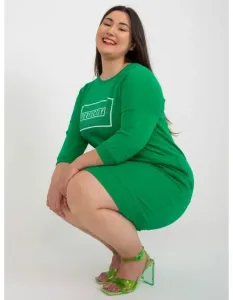 Dámske bavlnené plus size šaty s potlačou ROUX zelené
