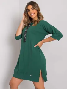 Bavlnené tmavo-zelené šaty so zapínaním na zips - L/XL