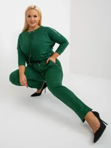 Tmavo-zelené PLUS SIZE tepláky Savage - XXL