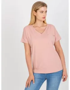 Dámske plus size tričko so srdiečkovým výstrihom PENNY pink