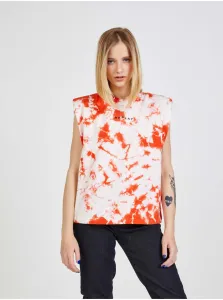 Orange and White Womens Batik T-Shirt Replay - Women #732361