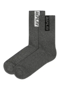 Replay Socks Tennis Half Terry Leg Stripe&Logo 2Prs Banderole - D Grey - Men's #689735