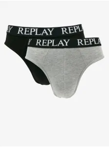 Set of two men's briefs in black and light grey Replay - Men