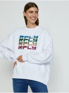 White Women's Oversize Sweatshirt with Replay Inscription - Women #1063215