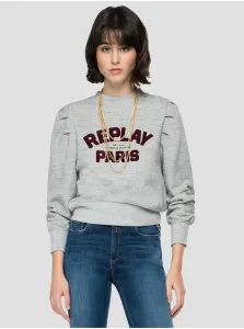 Replay Light grey women's patterned sweatshirt with chain in gold color Re - Women #722323