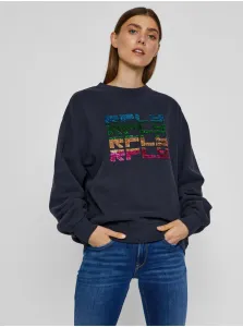 Dark gray women's oversize sweatshirt with Replay inscription - Women
