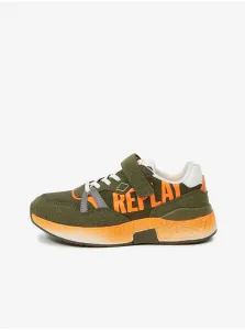 Orange-green children's sneakers with details in suede Replay - Girls #637131