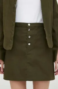 Rifľová sukňa Résumé zelená farba, mini, rovný strih #9260882
