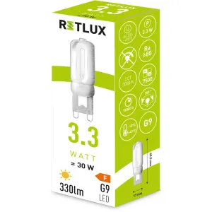 Žárovka LED G9 3,3W bílá teplá RETLUX RLL 460