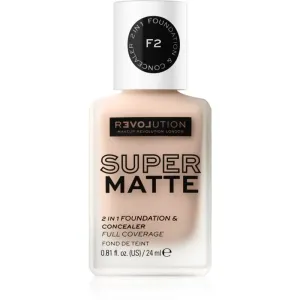 Revolution Relove Super Matte 2 in 1 Foundation & Concealer 24 ml make-up pre ženy F2 na veľmi suchú pleť