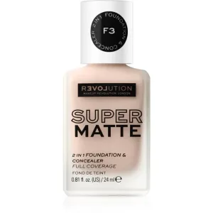 Revolution Relove Super Matte 2 in 1 Foundation & Concealer 24 ml make-up pre ženy F3 na veľmi suchú pleť