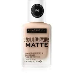 Revolution Relove Super Matte 2 in 1 Foundation & Concealer 24 ml make-up pre ženy F6 na veľmi suchú pleť