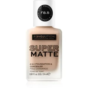Revolution Relove Super Matte 2 in 1 Foundation & Concealer 24 ml make-up pre ženy F8.5 na veľmi suchú pleť