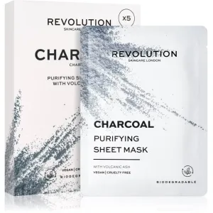 Revolution Skincare Sada pleťových masiek s čiernym uhlím biodegradable (Purifying Charcoal Sheet Mask)