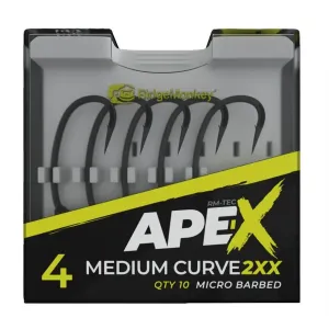 Ridgemonkey háčik ape-x medium curve 2xx barbed 10 ks - veľkosť 4