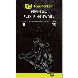 Ridgemonkey obratlík rm-tec flexi ring swivel 10 ks - veľkosť 8