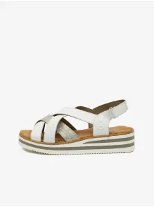 Strieborno-biele dámske sandále Rieker #5956404