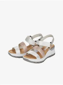 Sandále pre ženy Rieker - biela, svetloružová #5730176