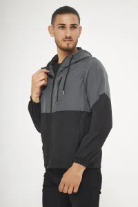 River Club Men's Anthracite- Black Two Colors Inner Lined Water-Resistant Hooded Raincoat with Pocket